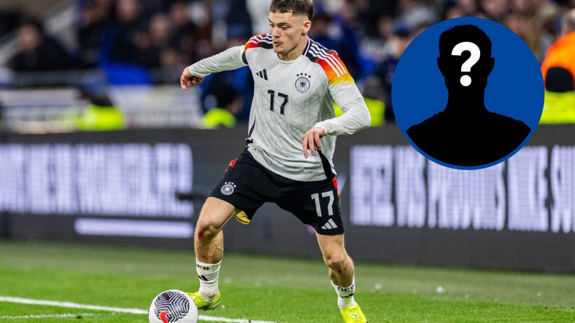 Florian Wirtz runs with the ball during the international friendly match between France and Germany, inset mystery player