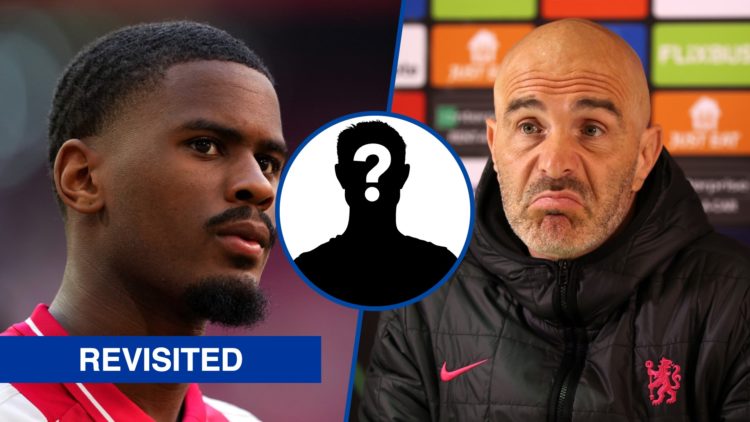 Split image - Jorrel Hato looks on following Ajax defeat and Chelsea manager Enzo Maresca in press conference, inset mystery player
