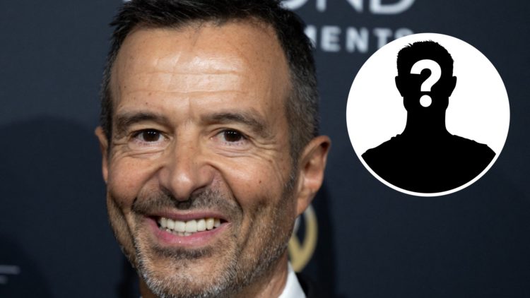 Portuguese sports agent Jorge Mendes arrives for the Globe Soccer Awards. Inset, mystery football player.