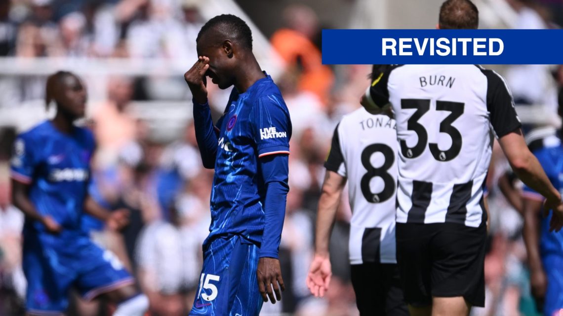 Nicolas Jackson of Chelsea reacts after being sent off by referee John Brooks