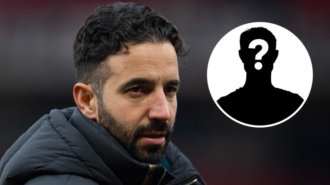 Manchester United manager Ruben Amorim after a Premier League match. Inset, mystery football player.