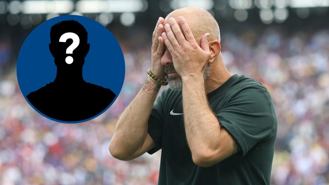 Enzo Maresca reacts during Chelsea FC v Paris Saint-Germain, inset mystery player