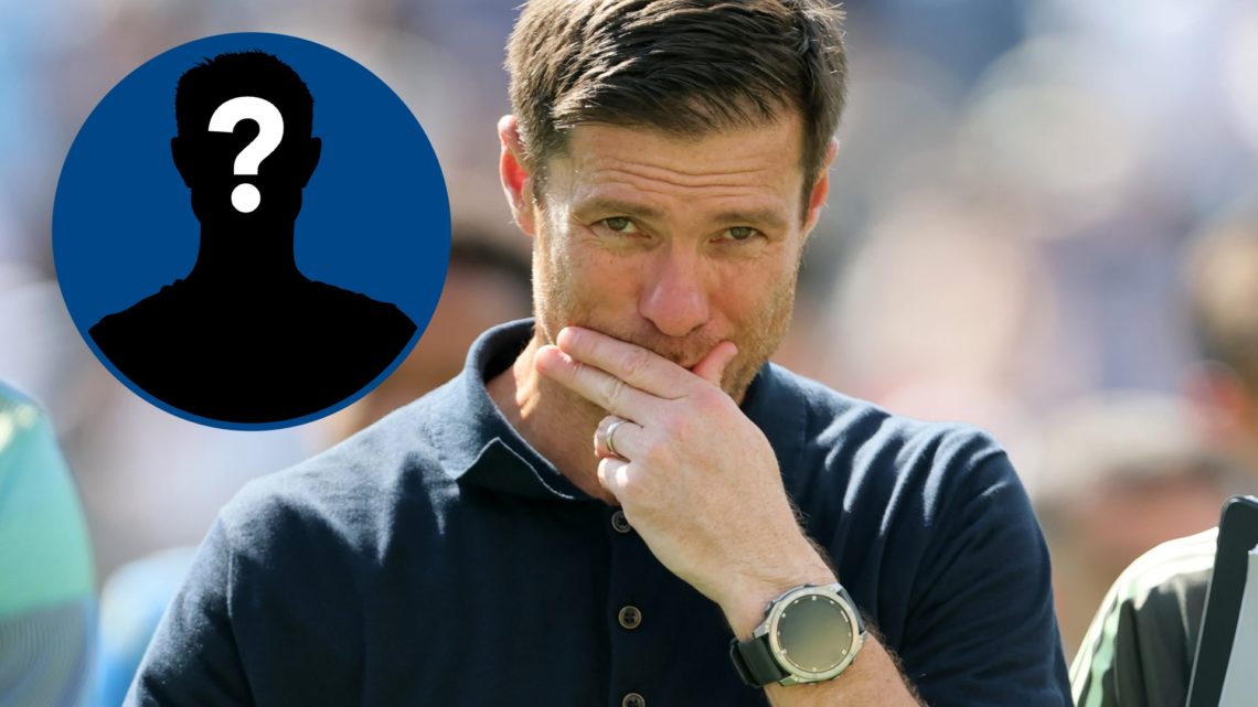 Xabi Alonso looks dejected during the FIFA Club World Cup 2025 semi-final match between Paris Saint-Germain and Real Madrid, inset mystery player