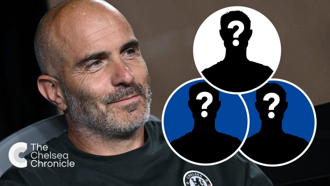 Enzo Maresca on the bench during Esperance de Tunis v Chelsea, inset mystery player x3
