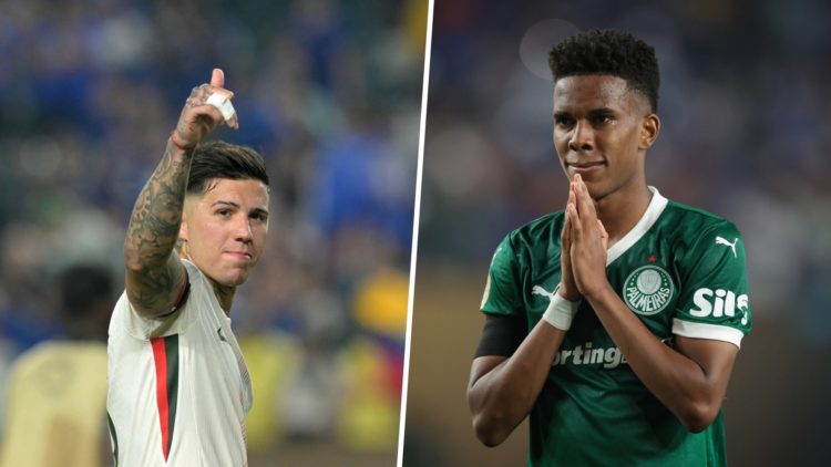 Enzo Fernandez reacts after Chelsea's Club World Cup fixture vs Palmeiras. Estevao Willian says goodbye to supporters after SE Palmeiras v Chelsea ...
