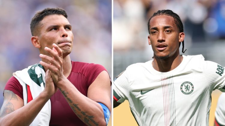 Picture one Thiago Silva applauds fans after Chelsea beat Fluminense at the Club World Cup. Picture two Joao Pedro after scoring for Chelsea agains...