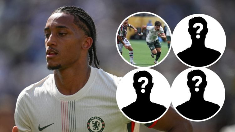 Joao Pedro playing for Chelsea in the Club World Cup semi-final. Inset one, Pedro Neto dribbling for Chelsea in the Club World Cup semi-final. Inse...