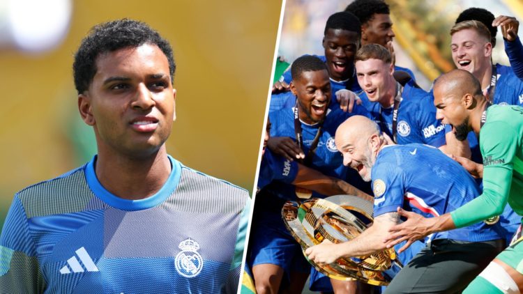 Rodrygo looks on ahead of Paris Saint-Germain v Real Madrid CF: Semi Final - FIFA Club World Cup 2025. Enzo Maresca lifts the trophy after Chelsea ...