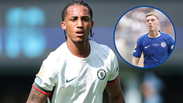 Chelsea attacker Joao Pedro playing against Fluminense in a Club World Cup semi-final, inset Cole Palmer during Club World Cup final