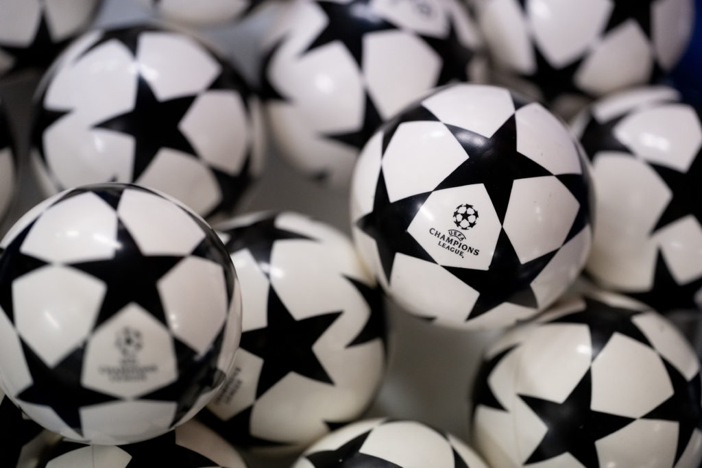 A detailed view of the draw balls during UEFA Champions League 2022/23 Round of 16 Draw