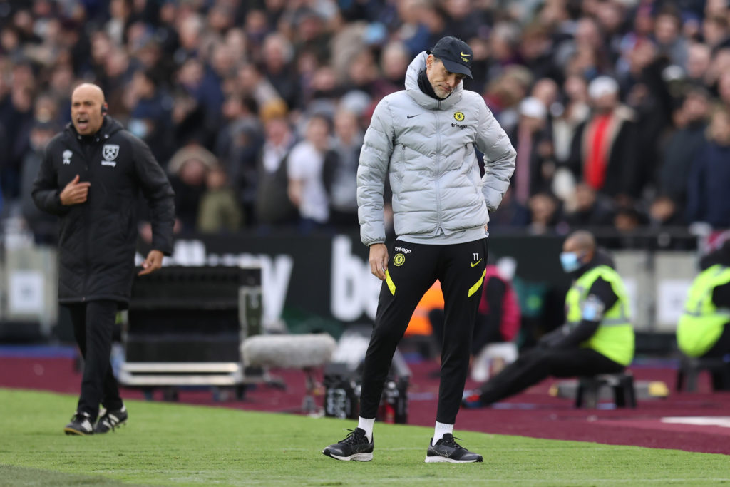 Thomas Tuchel reacts during West Ham United v Chelsea - Premier League
