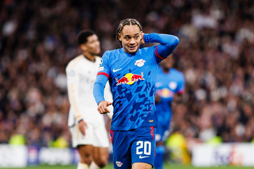 Xavi Simons for RB Leipzig against Real Madrid during the Champions League match.