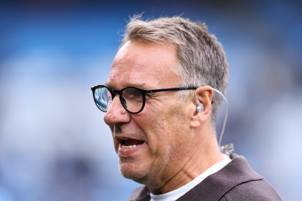 Paul Merson looks on ahead of Manchester City FC v Arsenal FC - Premier League
