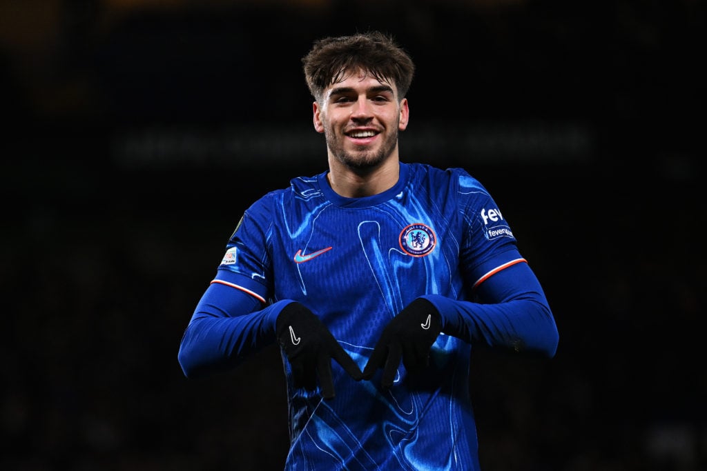 Marc Guiu celebrates after Chelsea FC v Shamrock Rovers FC - UEFA Conference League 2024/25 League Phase MD6