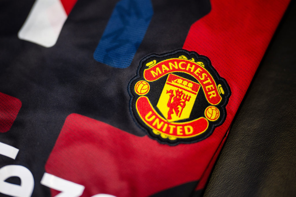 A detailed view of the Manchester United badge at Manchester United FC v Southampton FC - Premier League