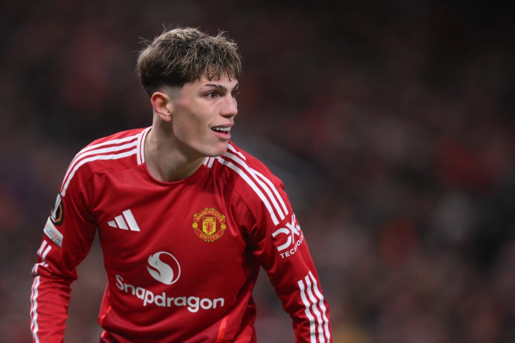 Alejandro Garnacho playing for Manchester United against Real Sociedad in the Europa League.