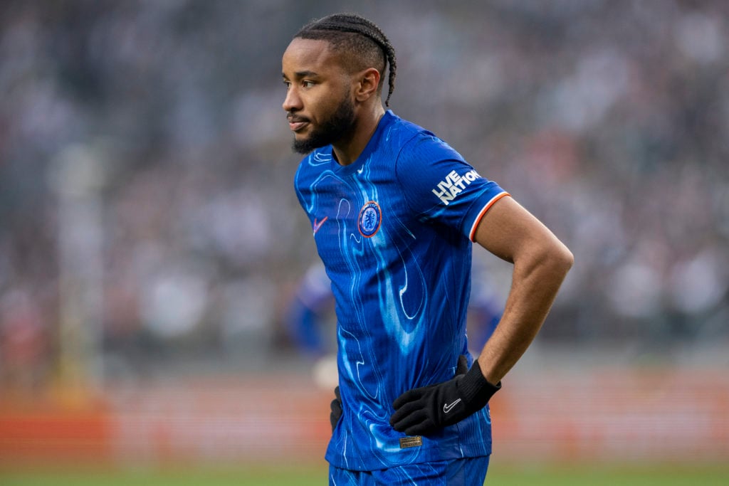 Christopher Nkunku playing for Chelsea against Legia Warszawa in the Conference League.