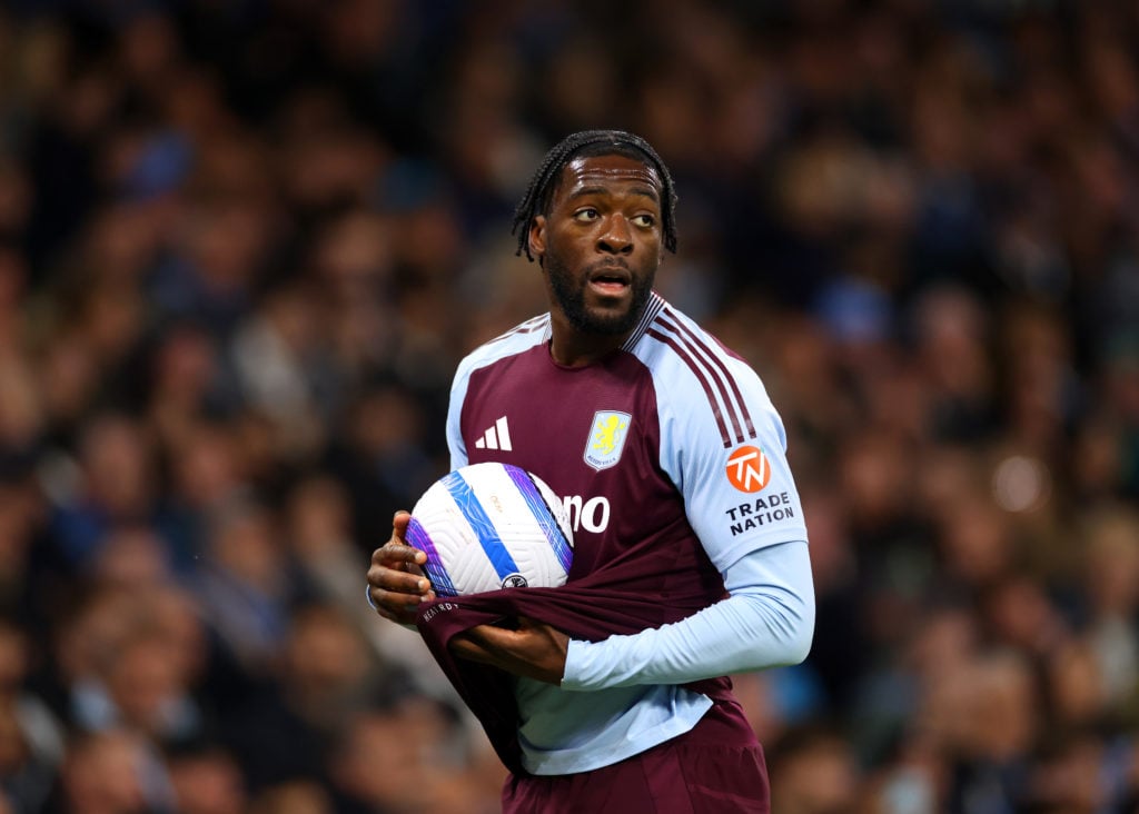 Axel Disasi looks on during Manchester City FC v Aston Villa FC - Premier League