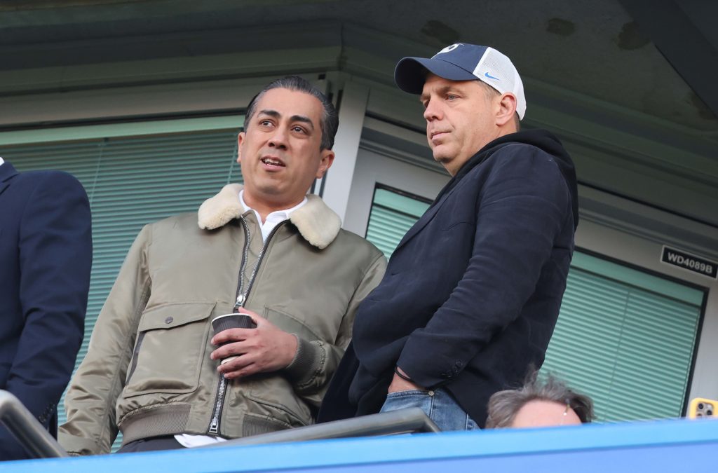 Todd Boehly and Behdad Eghbali look on during Chelsea FC v Manchester United FC - Premier League