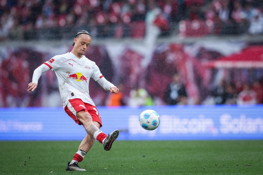 Xavi Simons playing for RB Leipzig against Stuttgart in the German Bundesliga.