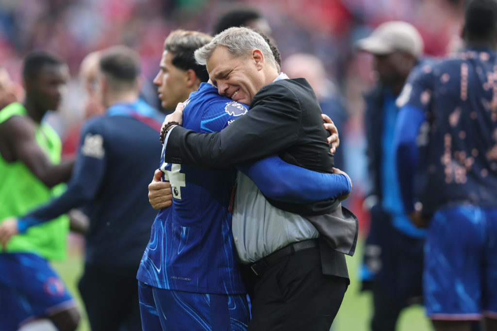 Todd Boehly and Reece James celebrate after Nottingham Forest FC v Chelsea FC - Premier League