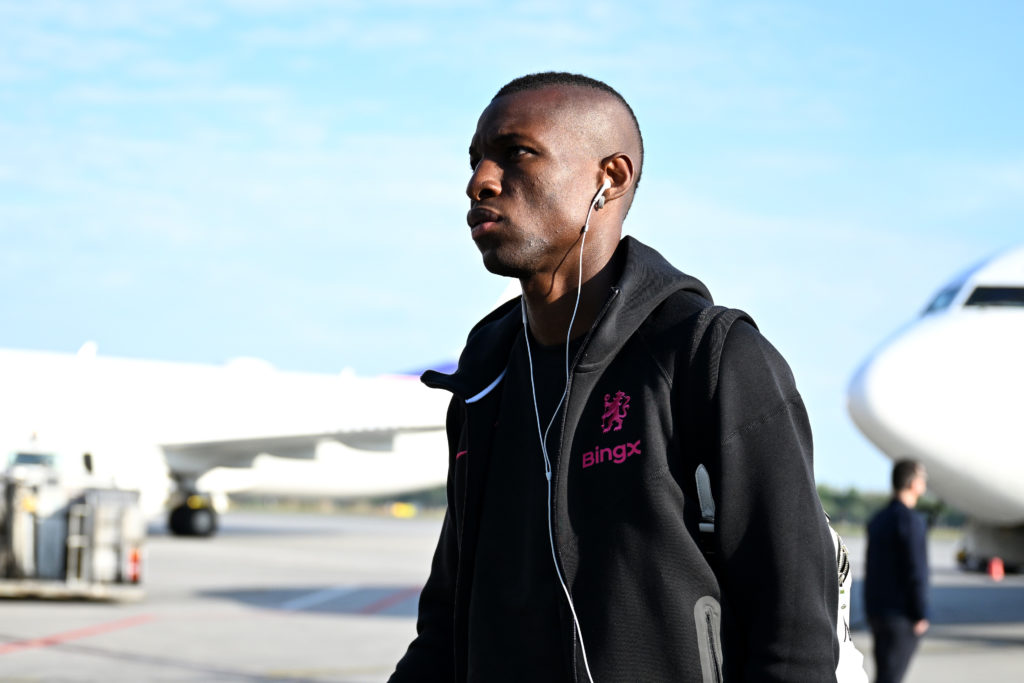 Chelsea striker Nicolas Jackson arriving ahead of the Conference League final.