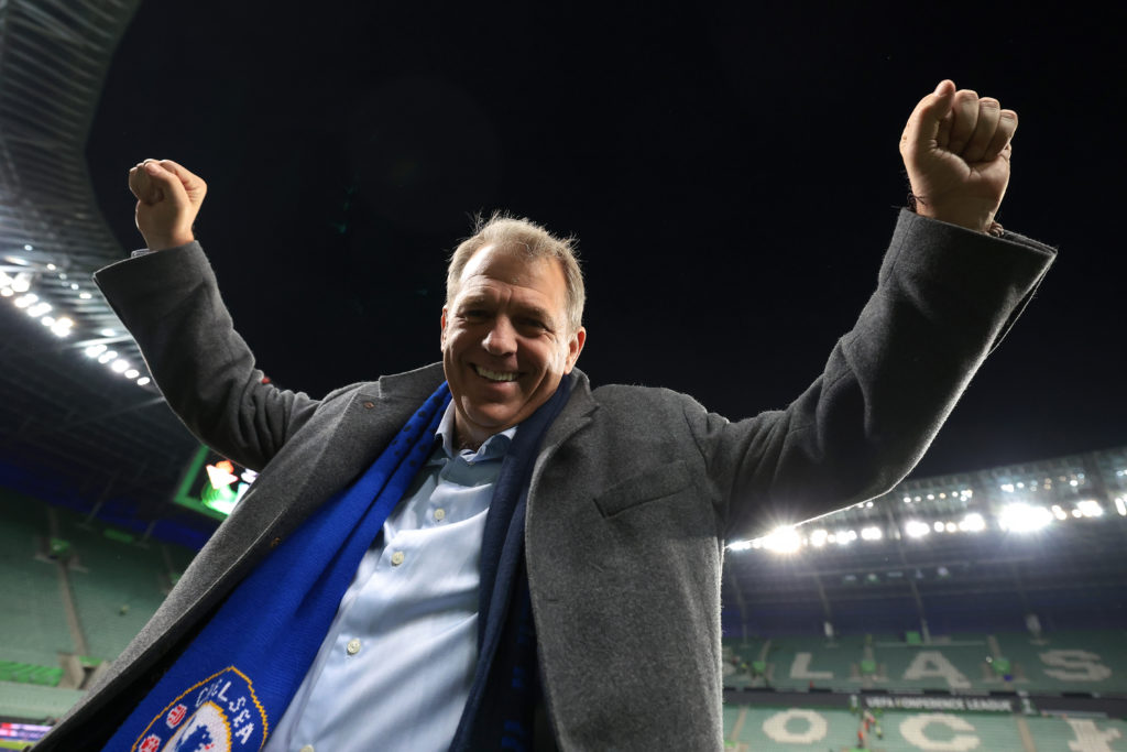 Todd Boehly celebrates after Real Betis Balompie v Chelsea FC - UEFA Conference League Final 2025