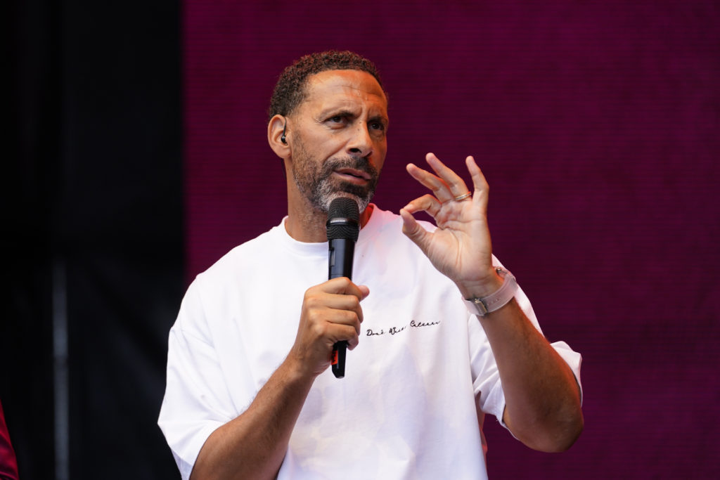 Rio Ferdinand attends the meeting with Legend event at Champions Festival Village.