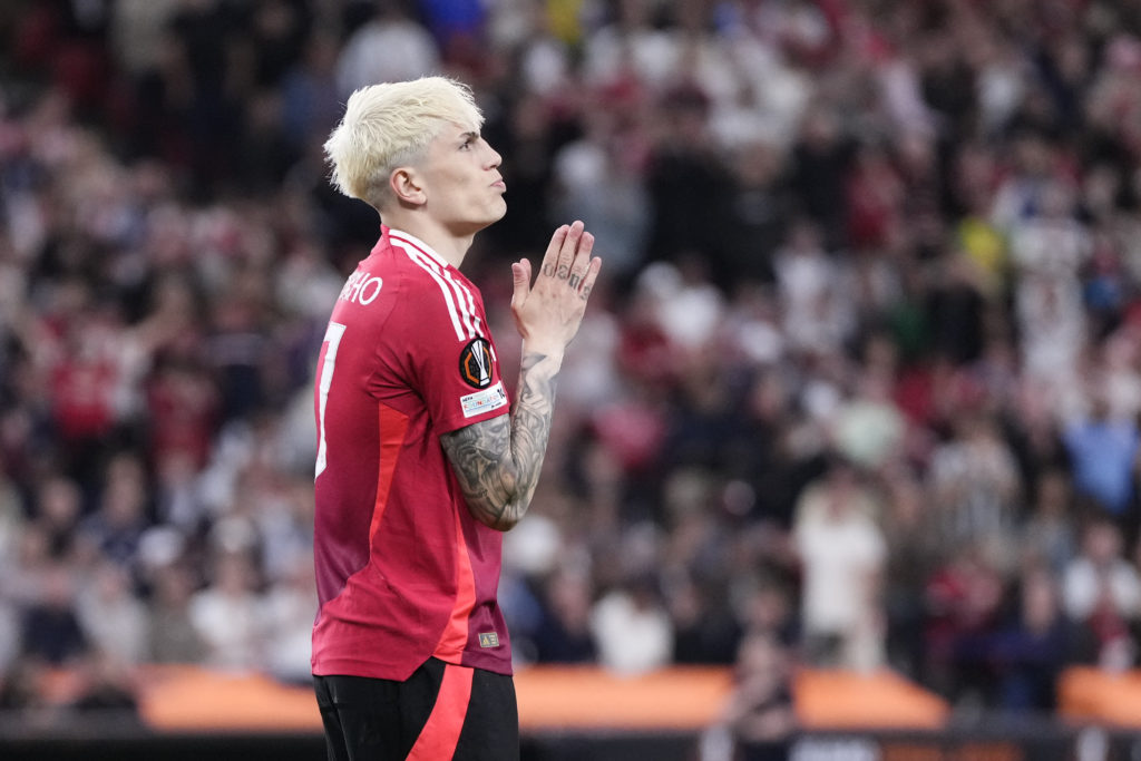 Alejandro Garnacho looks on after Tottenham Hotspur v Manchester United - UEFA Europa League Final 2025