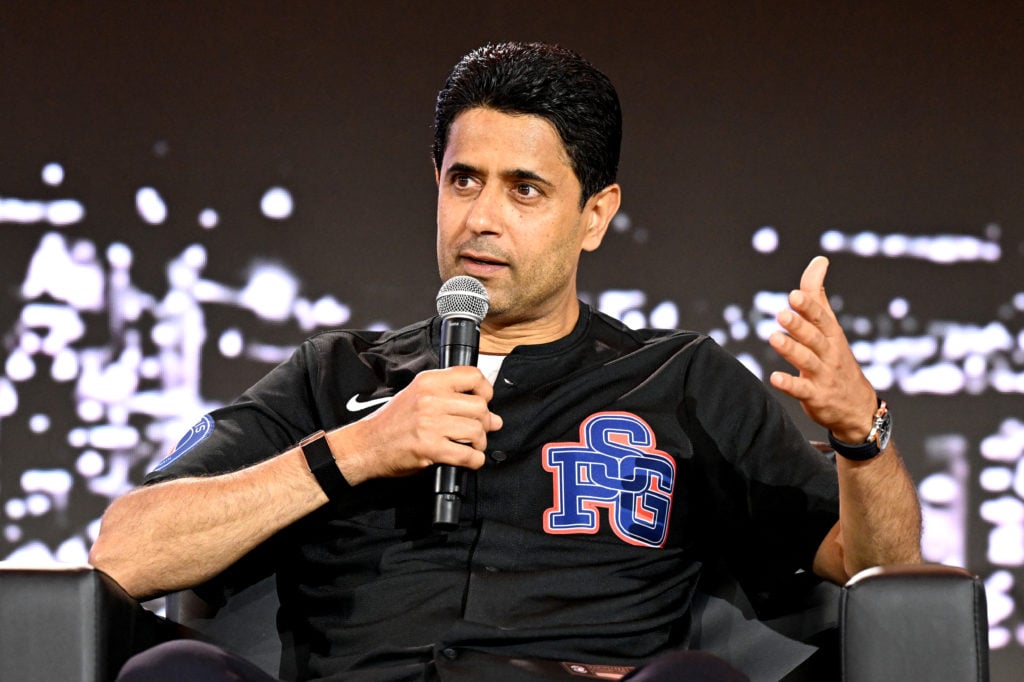 Nasser Al-Khelaifi speaks on stage during Fanatics Fest NYC 2025