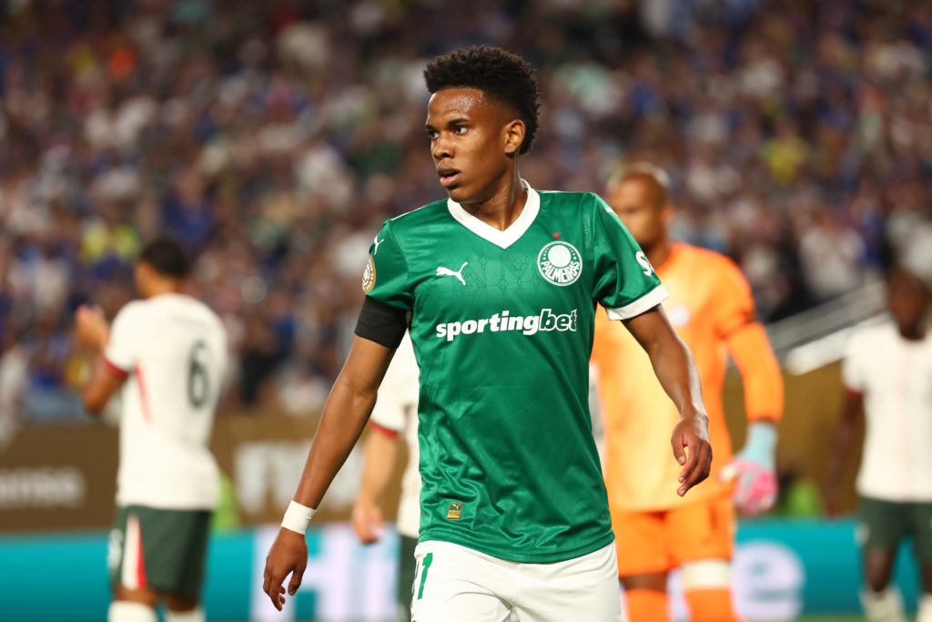 Estevao Willian playing for Palmeiras against Chelsea FC in the Club World Cup.