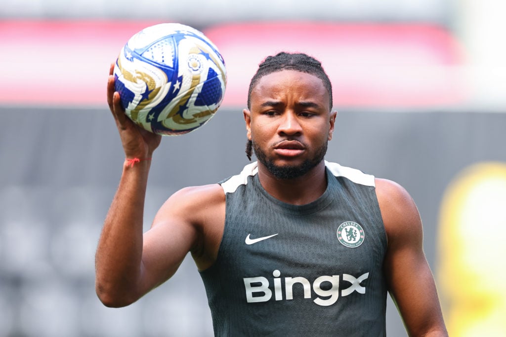 Chelsea attacker Christopher Nkunku during a training session before the Club World Cup final.