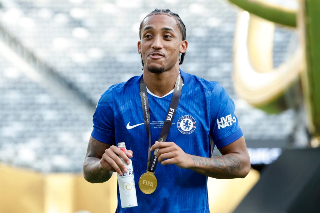 Joao Pedro celebrates after Chelsea FC v Paris Saint-Germain: Final - FIFA Club World Cup 2025