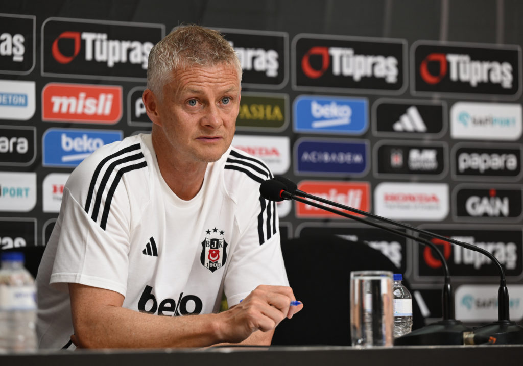 Besiktas head coach Ole Gunnar Solskjaer speaks during a press conference