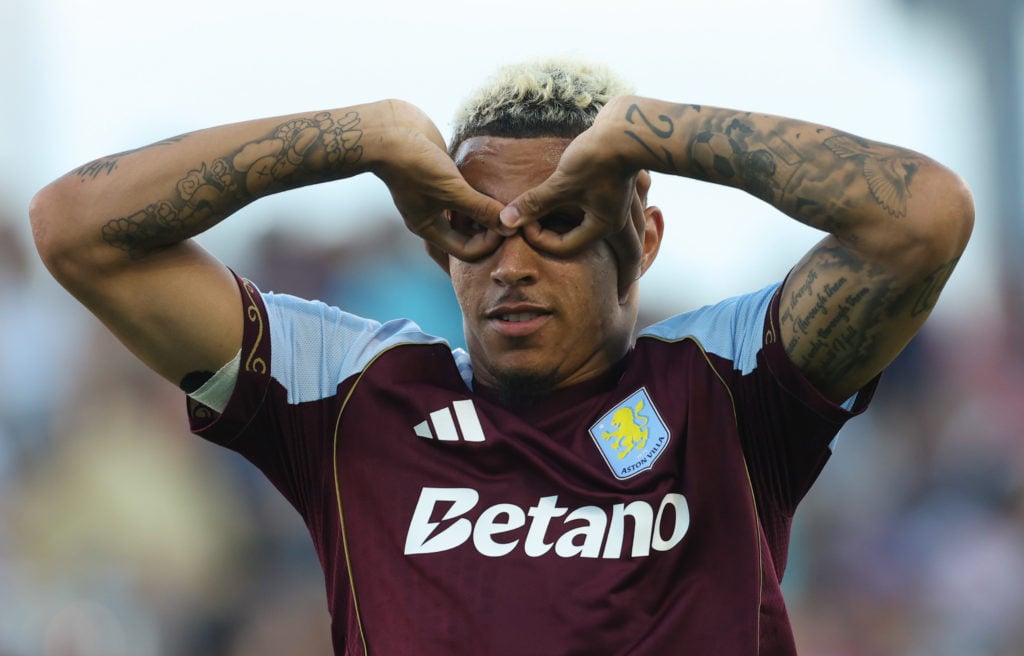 Morgan Rogers of Aston Villa celebrates scoring