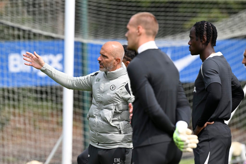 Enzo Maresca during a Chelsea training session at Cobham.