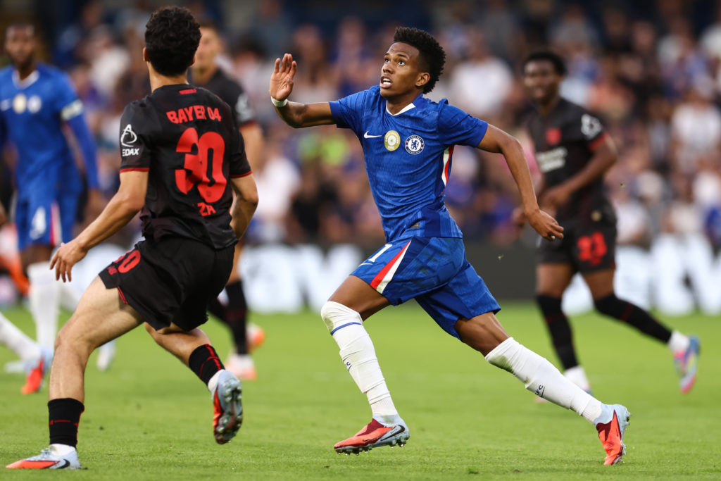 Estevao Willian playing for Chelsea against Bayer Leverkusen in a pre-season friendly.