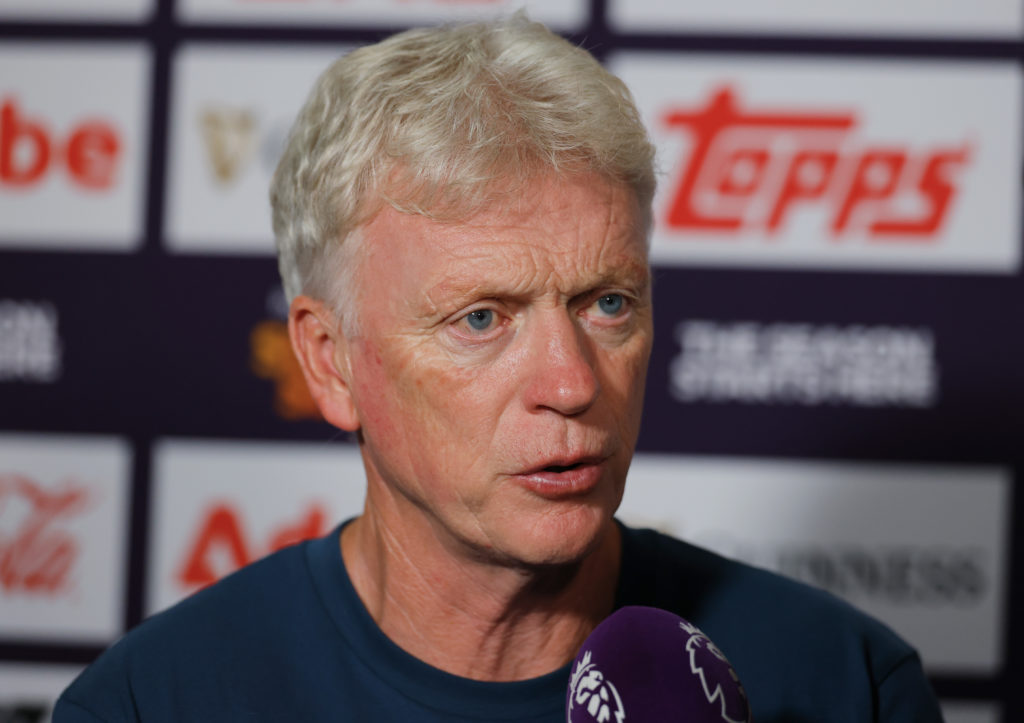 David Moyes, Head Coach of Everton, talks to the press