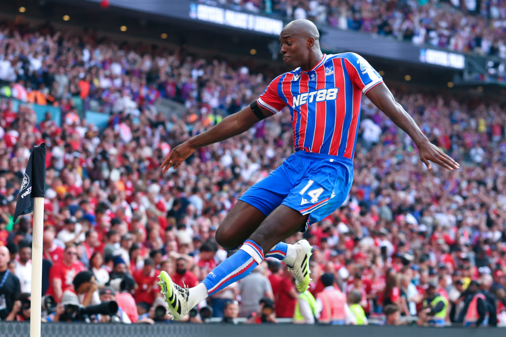 Jean-Philippe Mateta celebrates during Crystal Palace v Liverpool - 2025 FA Community Shield