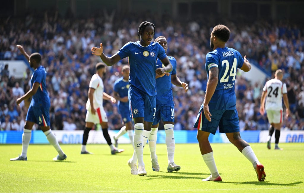 Trevoh Chalobah and Reece James celebrate during Chelsea v AC Milan - Pre-Season Friendly