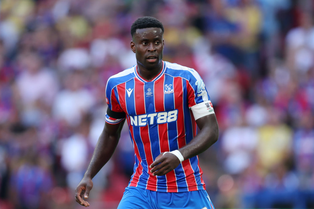 Marc Guehi playing for Crystal Palace against Liverpool in the Community Shield.