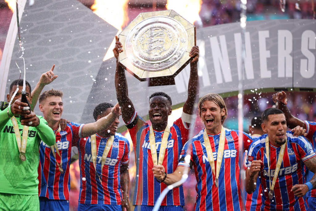 Marc Guehi of Crystal Palace lifts the FA Community Shield
