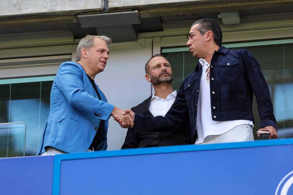 Todd Boehly and Behdad Eghbali shake hands before Chelsea v Crystal Palace - Premier League
