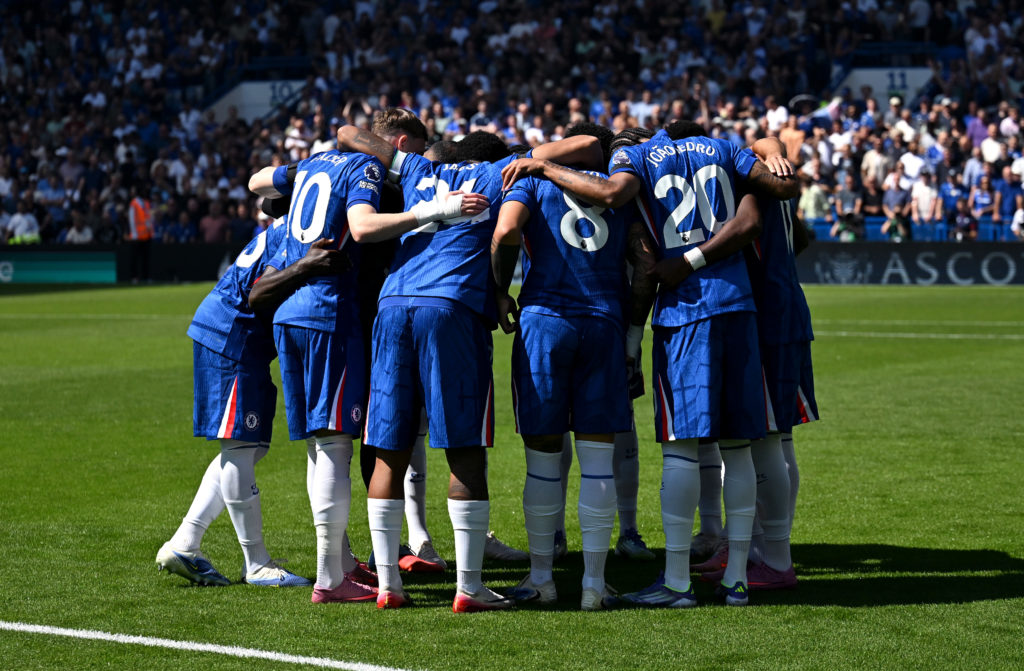 Chelsea's players in a huddle before the Premier League match against Crystal Palace.