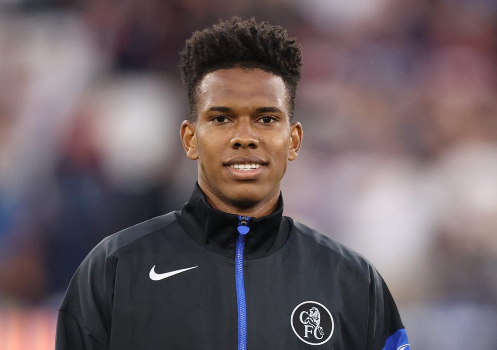 Estevao Willian prior to the Chelsea's Premier League fixture against West Ham at the London Stadium.