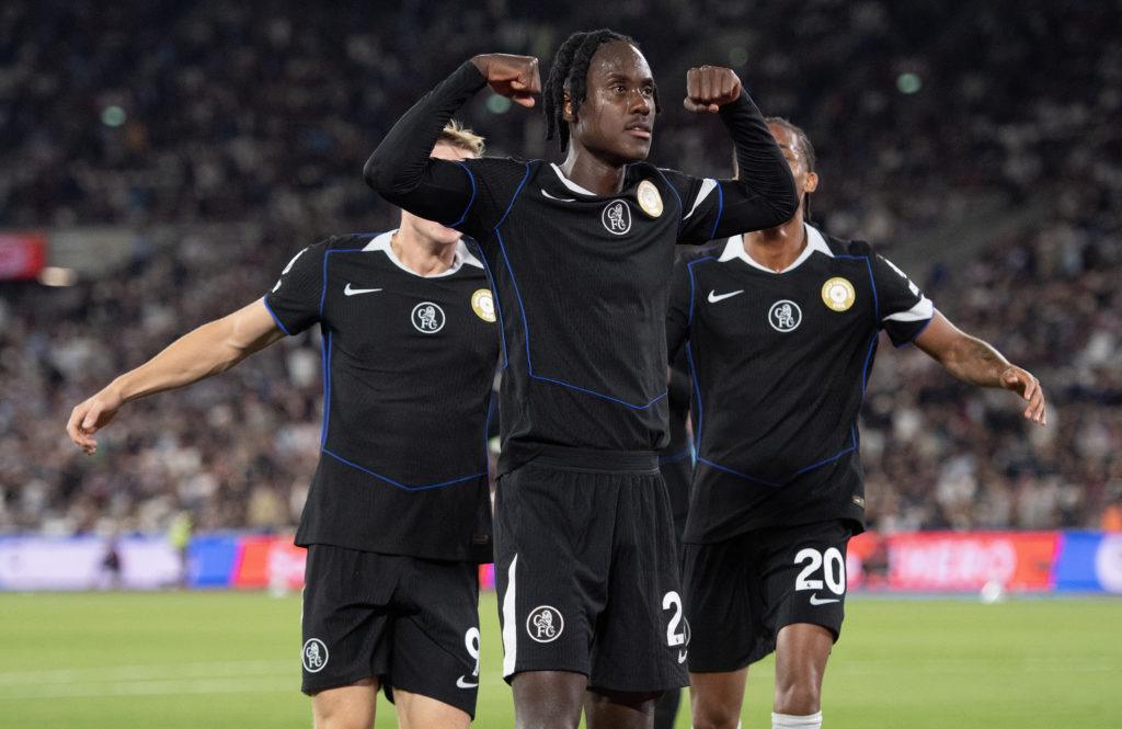 Trevoh Chalobah of Chelsea celebrates scoring his teams fifth goal