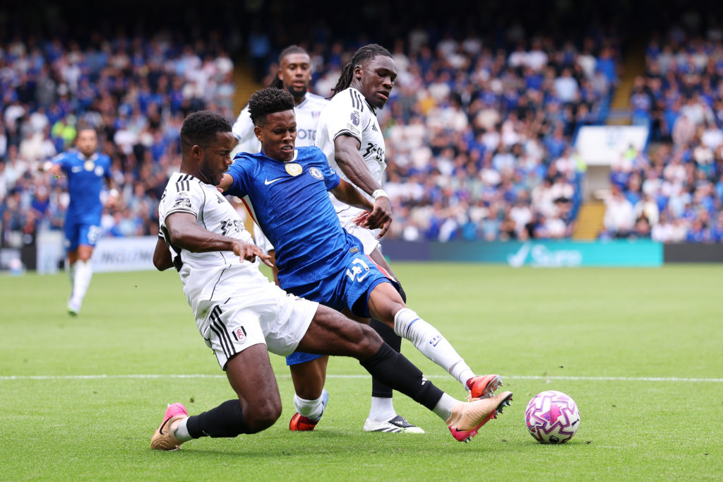 Estevao Willian playing for Chelsea against Fulham in the Premier League.