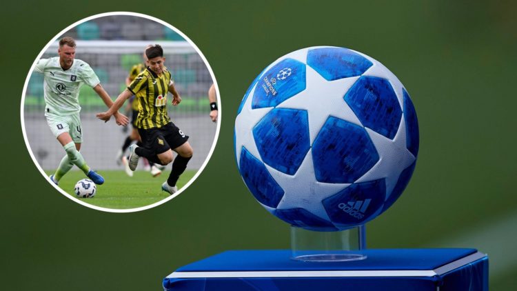 Champions League ball on display ahead of FC Barcelona v PSV - UEFA Champions League Group B. Inset: Dastan Satpaev battles for the ball during Oli...