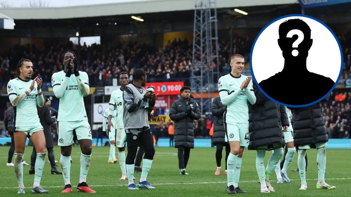 Chelsea players applaud fans after win vs Luton, inset mystery player