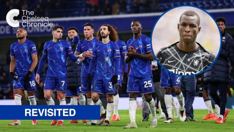 Chelsea players celebrate victory, inset Nicolas Jackson looks on ahead of FIFA Club World Cup Final Paris Saint-Germain vs Chelsea FC